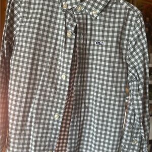 Vineyard Vines Boys Green and White Gingham Button-Down